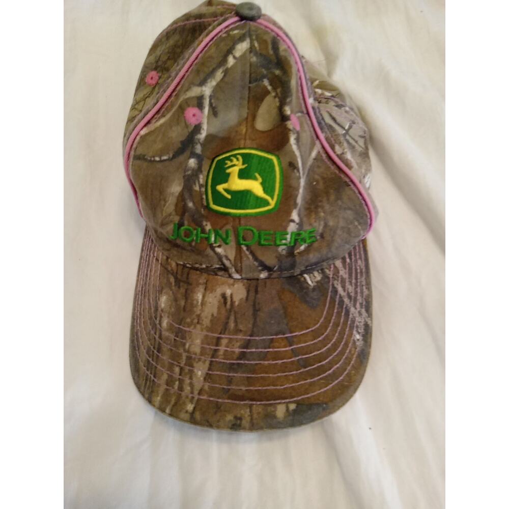 John Deere Strapback Hat Women's One Size Green Pink Camouflage